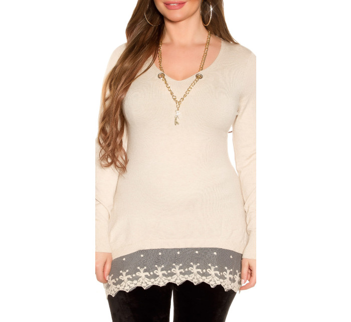 Koucla pullover with chain & lace