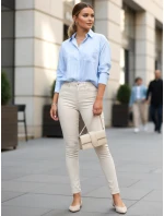 Jeansy damskie skinny z wysokim stanem ecru model 22016710 - FashionStreet