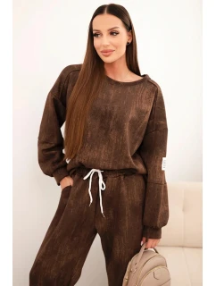 Dámska súprava z viskózy oversize s efektom blednutia hnedá