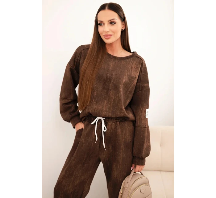 Dámska súprava z viskózy oversize s efektom blednutia hnedá