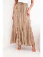 Dámska maxi bavlnená sukňa s elastickým pásom camel Dámska maxi bavlnená sukňa s elastickým pásom camel