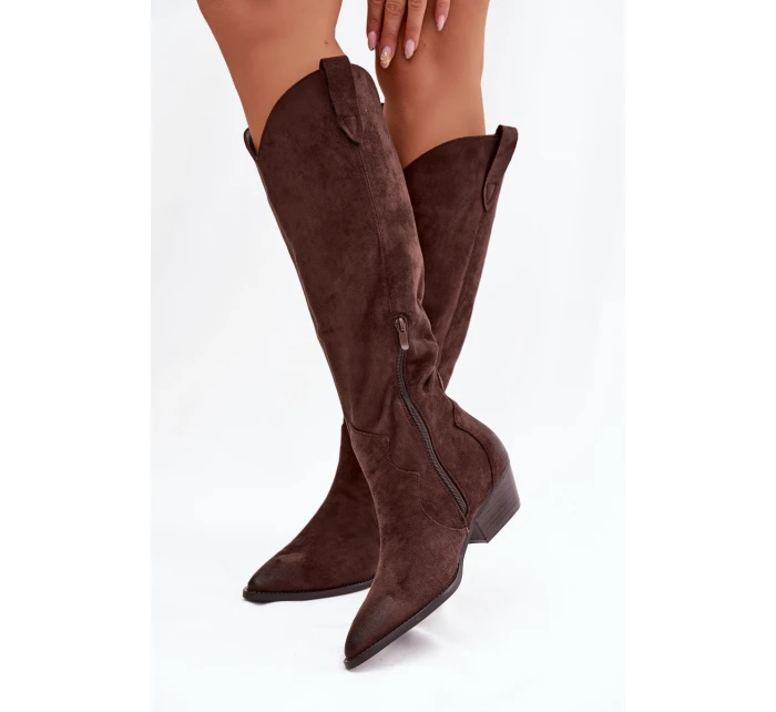 Dámské kovbojky na podpatku – čokoládové model 21837045 - Kesi