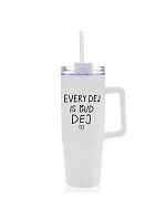EVERY DEJ IS GUD DEJ - biely cestovný hrnček s priehľadným viečkom 900 ml