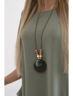 Dámské šaty s kapsami a přívěskem model 21154025 světlá khaki - Kesi Dámské šaty s kapsami a přívěskem model 21154025 světlá khaki - Kesi