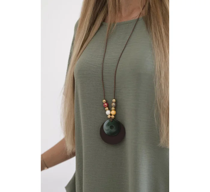 Dámské šaty s kapsami a přívěskem model 21154025 světlá khaki - Kesi Dámské šaty s kapsami a přívěskem model 21154025 světlá khaki - Kesi