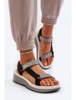Sandały Damskie Na Platformie I Koturnie Big Star NN274A054 Szare Sandały Damskie Na Platformie I Koturnie Big Star NN274A054 Szare