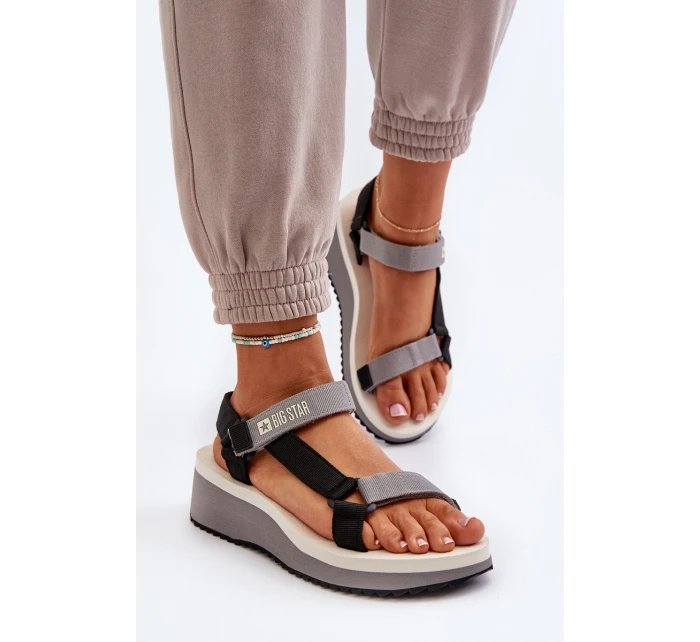 Sandały Damskie Na Platformie I Koturnie Big Star NN274A054 Szare Sandały Damskie Na Platformie I Koturnie Big Star NN274A054 Szare