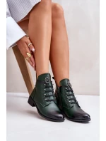 Nízké boty zateplené na zip s ozdobou zelené model 21672297 - Boto