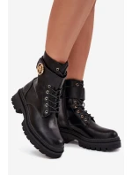 Dámské Botky Pracovní Se Zlatým Detalem Zateplené Černé model 21706796 - Boto