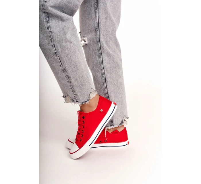 Damskie Klasyczne Niskie Trampki Big Star DD274339 Czerwone Damskie Klasyczne Niskie Trampki Big Star DD274339 Czerwone