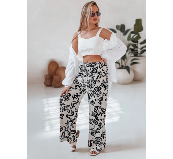 Dámské květinové kalhoty s širokými nohavicemi black Dstreet model 21987403 - FashionStreet