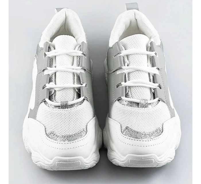 Bielo-šedé dámske šnurovacie tenisky "sneakers" (172)