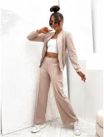 Světle béžový dámský komplet mikina a široké kalhoty model 20302391 - Moon