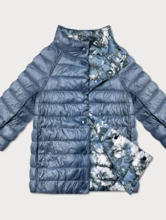Dwustronna kurtka damska z rękawem 3/4 Minority ciemny niebieski/kwiaty (M23-7009-30S)