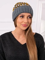 Dámska čiapka Iris K348 tmavo šedá + žltá