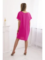 Šaty s vreckami a príveskom ružovej farby Šaty s vreckami a príveskom ružovej farby