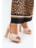 Sandały Damskie Na Słupku I Platformie Eko Skórzane Beżowe Lomman Sandały Damskie Na Słupku I Platformie Eko Skórzane Beżowe Lomman