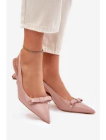 Lakované Sandály Na Jehlovém Podpatku S Mašlí Nude model 21699843 - Boto Lakované Sandály Na Jehlovém Podpatku S Mašlí Nude model 21699843 - Boto