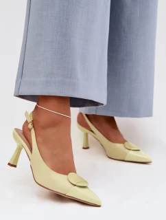 Dámské sandály na podpatku s ozdobným detailem Žluté model 22027899 - Boto