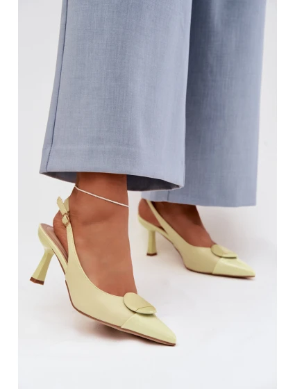 Dámské sandály na podpatku s ozdobným detailem Žluté model 22027899 - Boto