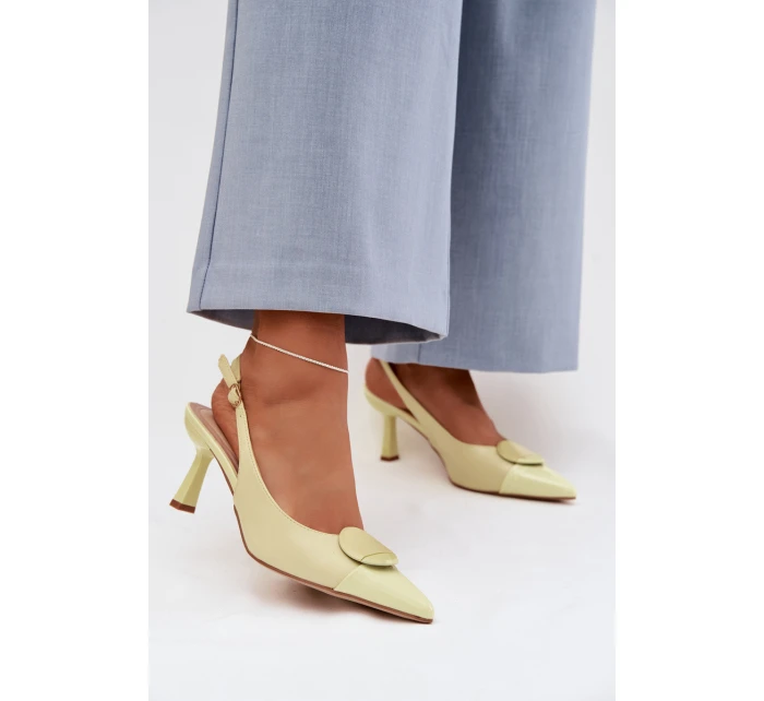 Dámské sandály na podpatku s ozdobným detailem Žluté Mariae