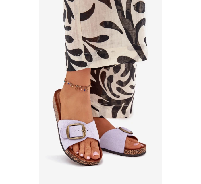 Dámske papuče s prackou na korkovej platforme - lila Zavira Dámske papuče s prackou na korkovej platforme - lila Zavira