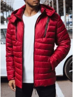 Pánská prošívaná bunda s kapucí červená Dstreet model 21969904 - FashionStreet