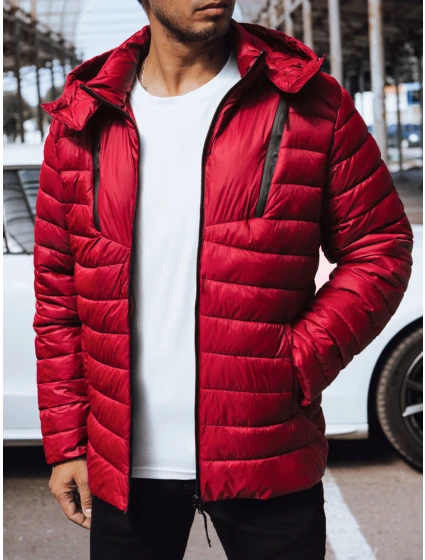 Pánská prošívaná bunda s kapucí červená Dstreet model 21969904 - FashionStreet