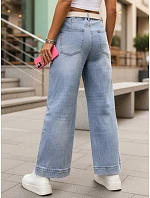 Dámske džínsy s vysokým pásom voľného strihu modré FashionStreet UY2958