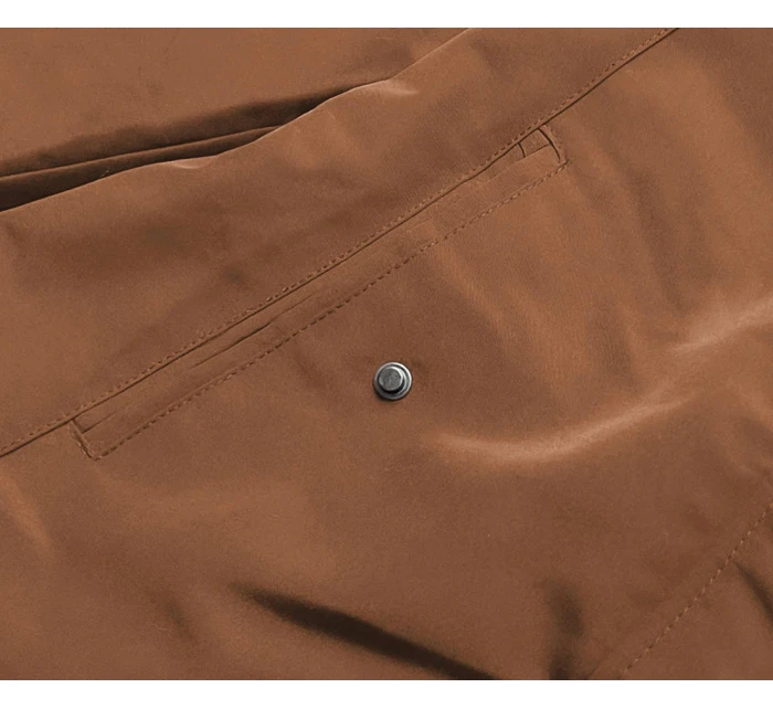 Karamelová tmavomodrá obojstranná dámska zimná bunda (2M-21508)