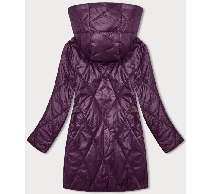 Fialová dámska bunda s ozdobnou kapucňou (B8227-71)