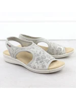 Dámske vyvýšené elastické kvetinové sandále sivé Unisoft 7196 Dámske vyvýšené elastické kvetinové sandále sivé Unisoft 7196