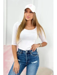 Halenka s kulatým výstřihem bílá