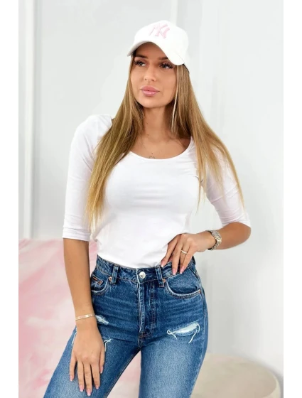 Halenka s kulatým výstřihem bílá