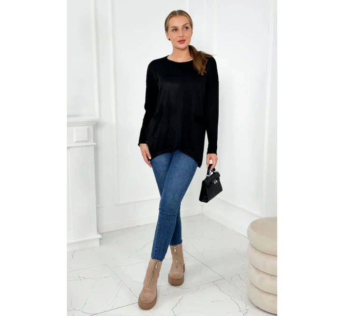 Sveter s prednými vreckami čierny Sveter s prednými vreckami čierny