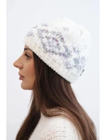 Dámska zimná čiapka s nórskym vzorom a hrubým úpletom K351 biela+tmavosivá