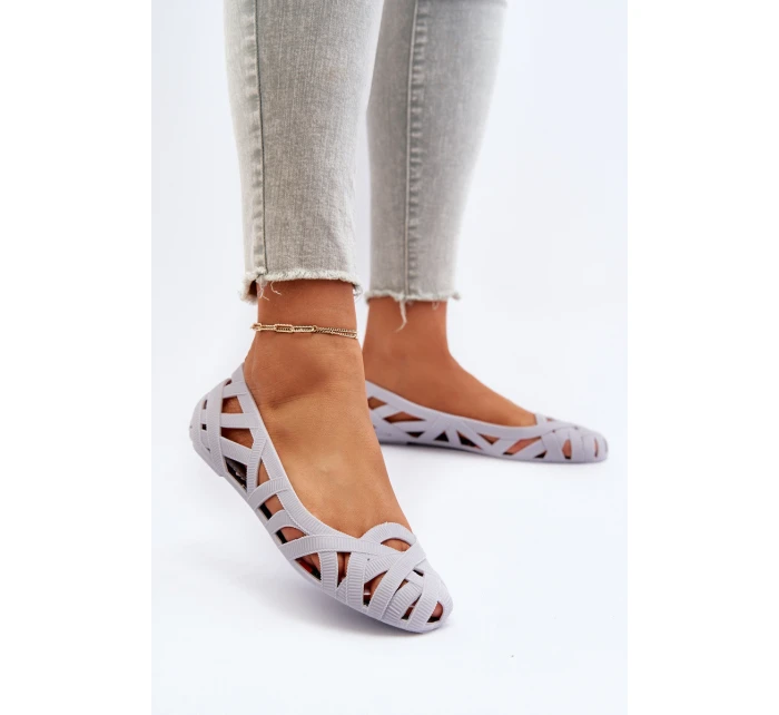 Damskie Gumowe Baleriny Szare Salam