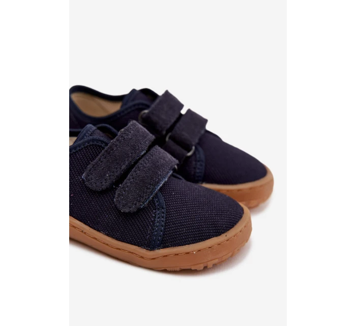 Dětské domácí pantofle Barefoot Canvas model 22007244 Tmavě modré - Froddo