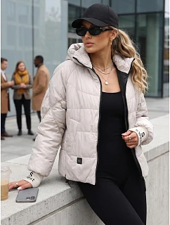 Dámská prošívaná bunda s kapucí, světle béžová, FashionStreet TY5761