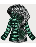 Zelená dámska prešívaná bunda s kapucňou (XW817X)