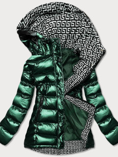 Zelená dámska prešívaná bunda s kapucňou (XW817X)