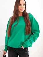 Dámska základná bavlnená zelená mikina s okrúhlym výstrihom