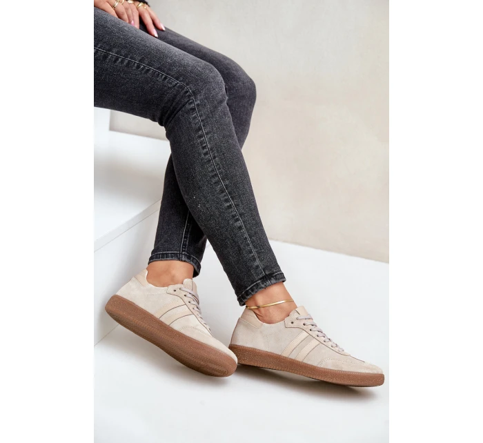 Nízké dámské semišové tenisky béžové model 21679949 - Zazoo Nízké dámské semišové tenisky béžové model 21679949 - Zazoo
