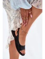Sandały Damskie Na Płaskim Obcasie Czarne Weanise