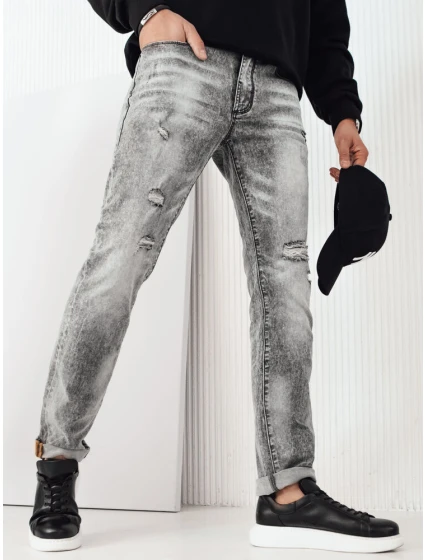 Pánske sivé džínsové nohavice FashionStreet UX4133