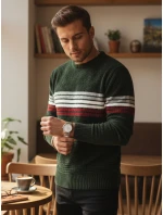 Pánský pruhovaný zelený svetr Dstreet model 21982545 - FashionStreet