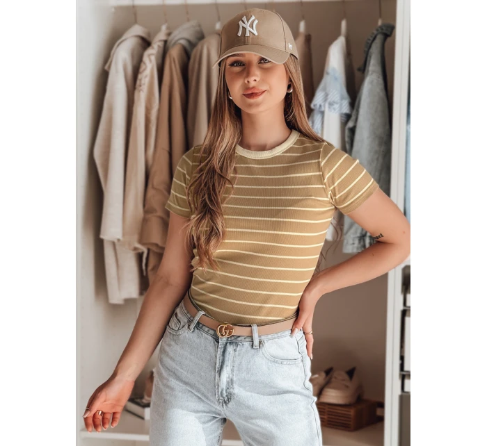 LINESS dámske pruhované základné tričko s kaméliami Dstreet RY2819