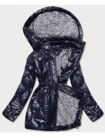 Tmavomodrá dámska bunda s ozdobnou podšívkou (BH2182) Tmavomodrá dámska bunda s ozdobnou podšívkou (BH2182)