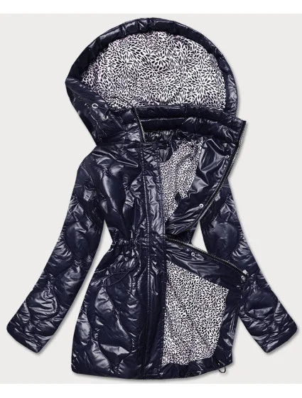 Tmavomodrá dámska bunda s ozdobnou podšívkou (BH2182) Tmavomodrá dámska bunda s ozdobnou podšívkou (BH2182)