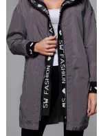 Tmavosivá tenká dámska bunda s ozdobnou lemovkou (B8145-9)